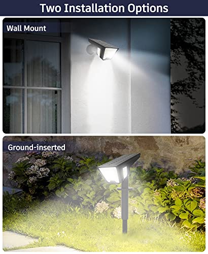HAARAY Solar Spot Lights Outdoor 4 Sided Lighting Angle Landscape Lights, IP66 Waterproof, Auto On/Off, 3 Brightness Levels, 58 LED Solar Outdoot Lights for Yard Porch Garden, Cool White, 2 Pack