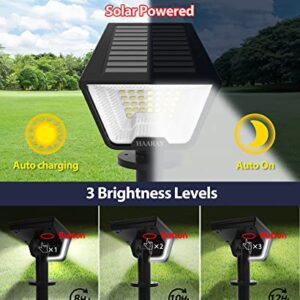 HAARAY Solar Spot Lights Outdoor 4 Sided Lighting Angle Landscape Lights, IP66 Waterproof, Auto On/Off, 3 Brightness Levels, 58 LED Solar Outdoot Lights for Yard Porch Garden, Cool White, 2 Pack