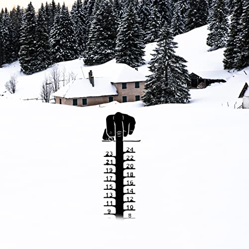 Snowflake Snow Measuring Instrument Snowmobile Snow Measuring Instrument Metal Snow Measuring Ruler Outdoor Garden Ornaments Magnetic 6 Inch (Black, One Size)