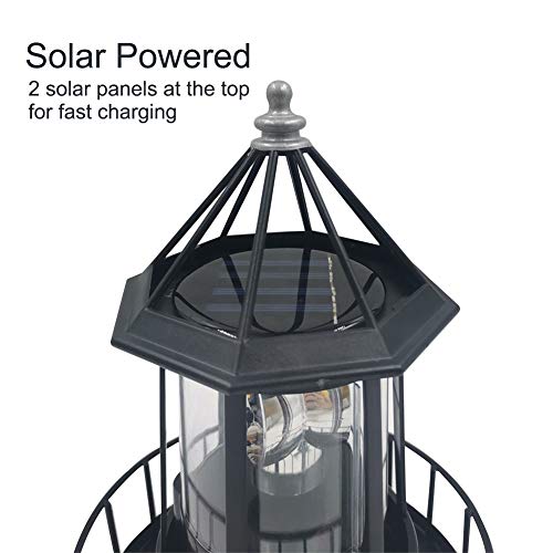 Tookie LED Solar Powered Lighthouse, 360 Degree Rotating Solar Light, IP65 Hanging LED Solar Lighthouse, for Home, Garden, Patio, Backyard, Porch, Yard