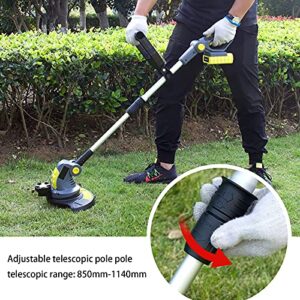 YRCWZF 20V 8000rpm Cordless Grass Trimmer and Edger, Lawn Strimmer with Telescopic Handle/Adjustable Head for Garden Weeding and Maintenance