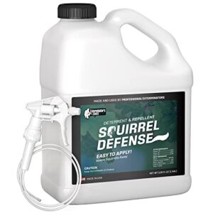 exterminators choice – squirrel defense spray – 1 gallon – natural, non-toxic squirrel repellent – quick and easy pest control – safe around kids and pets – deters but doesn’t harm