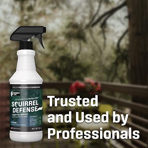 Exterminators Choice - Squirrel Defense Spray - 1 Gallon - Natural, Non-Toxic Squirrel Repellent - Quick and Easy Pest Control - Safe Around Kids and Pets - Deters But Doesn’t Harm