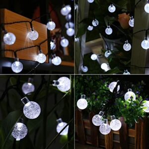 Joomer Solar String Lights Outdoor 100LED 72ft Crystal Globe Lights with 8 Lighting Modes, Waterproof Solar Powered Patio Lights for Outdoor Garden Yard Porch Wedding Party Home Decor (White)