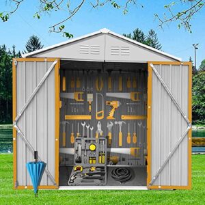 reemoon 4 x 6 ft storage shed, outdoor metal garden shed with lockable door, waterproof tool shed for yard, patio, lawn