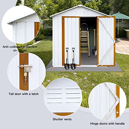 Reemoon 4 X 6 FT Storage Shed, Outdoor Metal Garden Shed with Lockable Door, Waterproof Tool Shed for Yard, Patio, Lawn