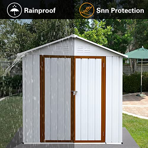 Reemoon 4 X 6 FT Storage Shed, Outdoor Metal Garden Shed with Lockable Door, Waterproof Tool Shed for Yard, Patio, Lawn