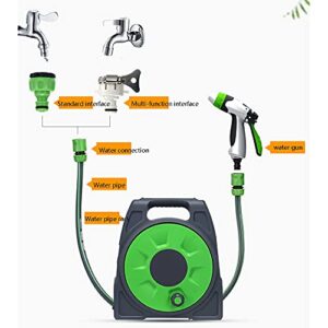 Retractable Garden Hose Reel Portable Simple Household Hose Reel Car With Spray Nozzle And Standard Connector + Plastic Foam Pot Garden Plastic Mini Rolling Hose Reel Various Lengths Of Water Hoses