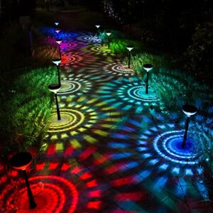 Solar Pathway Lights - NiHome Color Changing LED Solar Outdoor Lights Waterproof Super Bright Garden Lights Solar Powered - Landscape Lighting for Garden Patio Yard Decor - 6 Pack