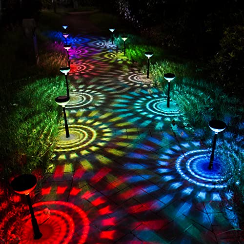 Solar Pathway Lights - NiHome Color Changing LED Solar Outdoor Lights Waterproof Super Bright Garden Lights Solar Powered - Landscape Lighting for Garden Patio Yard Decor - 6 Pack