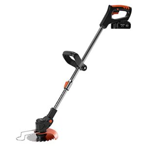 yrcwzf 6000rpm 1800w telescopic garden strimmer, powerful telescopic garden lawn edge mower with fast charger & three kinds spare blades