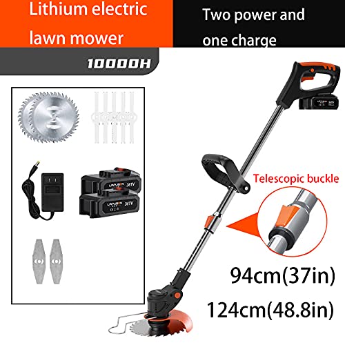 YRCWZF 6000rpm 1800W Telescopic Garden Strimmer, Powerful Telescopic Garden Lawn Edge Mower with Fast Charger & Three Kinds Spare Blades