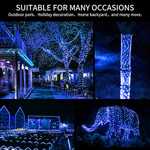 Oluote Solar String Lights Outdoor Rope Lights, 33ft 100 LEDs Waterproof Tube Lights with Solar Panel for Outdoor Home Garden Parties Independence Day Decor (Blue, 33FT)