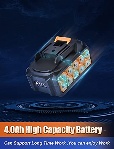 Blower Cordless，with 21V 4.0 Ah Lithium Battery Powered , 2 in 1 Sweeper & Vacuum for Clearing Dust,,Car Vacuum, Patio/Deck/Garden Cleaning, Garage Dusting