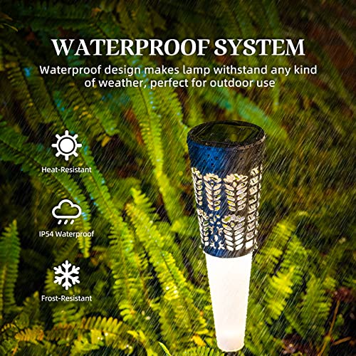 Vingtok Solar Pathway Lights 4 Pack, Solar Lights Outdoor Waterproof, 15 Hrs Long-Lasting LED Solar Powered Garden Path Lights for Walkway Yard Backyard Lawn Landscape Decorative (Warm White)