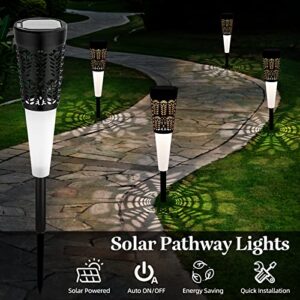 Vingtok Solar Pathway Lights 4 Pack, Solar Lights Outdoor Waterproof, 15 Hrs Long-Lasting LED Solar Powered Garden Path Lights for Walkway Yard Backyard Lawn Landscape Decorative (Warm White)