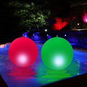 altz floating pool lights solar powered 15″, poll lights to turn your pool into a wonderland_beautiful bright colors, pool balls lights, color-cycle- watreproof-led pool lights (pack of 2)