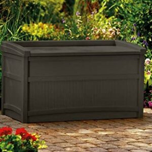 ALIDAM Deck Box Storage Box 50 Gallon Outdoor Deck Storage Box Resin Patio Seat Garden Bench, Brown Patio Deck Garden Furniture