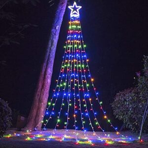 okura (new) cerflyer christmas decoration lights, outdoor christmas lights, 320 led 16.4 ft star tree topper string lights with 8 light modes for christmas new year holiday garden yard (multicolored)