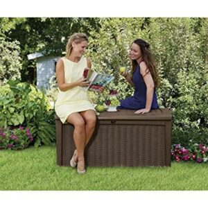 ALIDAM Deck Box Storage Box 110 Gallon Resin Deck Box-Organization and Storage for Patio Patio Deck Garden Furniture