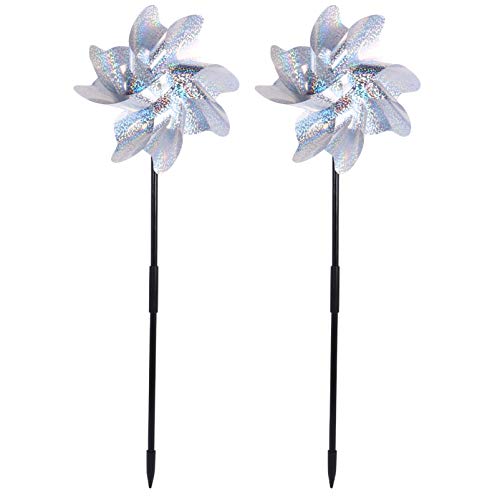 YARNOW Garden Wind Spinners Plastic Pinwheels Bird Repeller Pinwheels Wind Sculptures Yard Stake Stick Art Ornament Bird Repellent Device Stake Decorations for Lawns Yard Patio 2Pcs