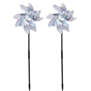 YARNOW Garden Wind Spinners Plastic Pinwheels Bird Repeller Pinwheels Wind Sculptures Yard Stake Stick Art Ornament Bird Repellent Device Stake Decorations for Lawns Yard Patio 2Pcs