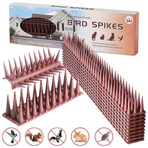 pack of 12 anti bird spike strips for fence roof railing covering 17 feet in total – plastic squirrel deterrent cat and raccoon repellent strips with 3 foldable segments
