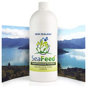 seafeed new zealand liquid seaweed fertilizer 33.8oz liquid plant food for indoor plants vegetables trees and lawns | liquid lawn fertilizer