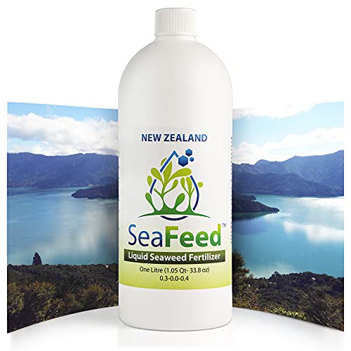 SeaFeed New Zealand Liquid Seaweed Fertilizer 33.8oz Liquid Plant Food for Indoor Plants Vegetables Trees and Lawns | Liquid Lawn Fertilizer