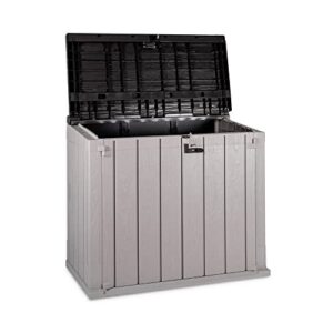 Toomax Stora Way All-Weather Outdoor XL Horizontal 7' x 3.5' Storage Shed Cabinet for Trash Can, Garden Tools, & Yard Equipment, Taupe Gray/Anthracite