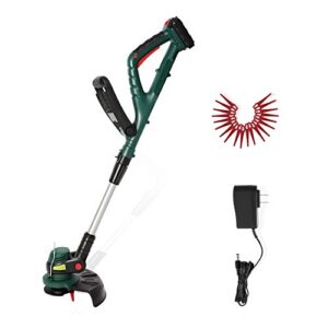 try & do cordless string trimmer/edger, 10” electric garden weed eater with 20v/2.0 ah battery and charger, lightweight,70min max runtime,battery powered, for cutting grass
