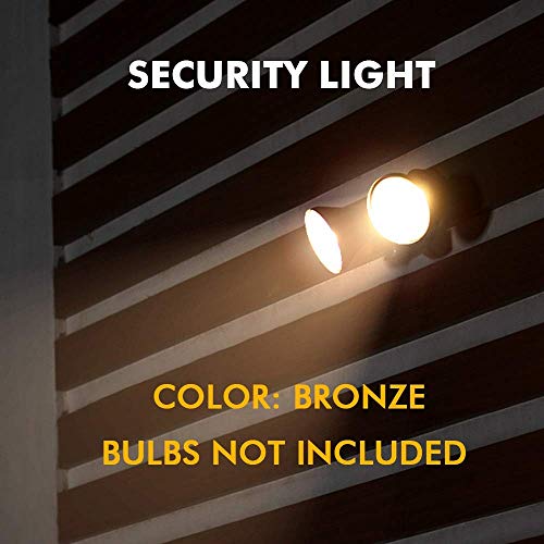 LUTEC 6211BZ-PIR23A 300 Watt Halogen Motion Activated Integrated Dual-Head Floodlight Outdoor, Waterproof Exterior Security Wall Light for Patio, Garden, Yard, Bronze