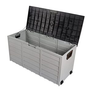 zzcl, 75gal 260l outdoor garden plastic storage deck box chest tools cushions toys lockable seat