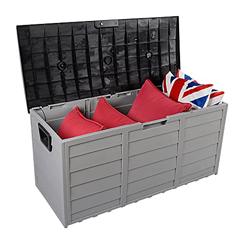 ZZCL, 75gal 260L Outdoor Garden Plastic Storage Deck Box Chest Tools Cushions Toys Lockable Seat