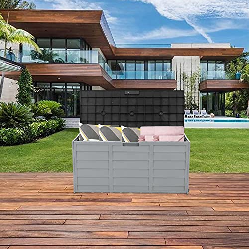 ZZCL, 75gal 260L Outdoor Garden Plastic Storage Deck Box Chest Tools Cushions Toys Lockable Seat