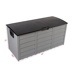 ZZCL, 75gal 260L Outdoor Garden Plastic Storage Deck Box Chest Tools Cushions Toys Lockable Seat