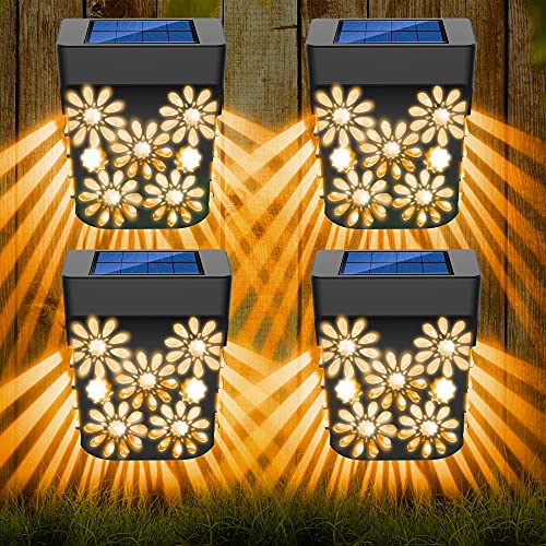 Molbory Solar Deck Lights Outdoor - Solar Fence Wall Lights Led Garden Decorative Lighting Waterproof Automatic Solar Step Lights Solar Powered Fence Lights for Post Front Door Stair Pool Backyard