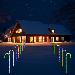 altantagy christmas candy cane lights, 8 pack christmas drcorations lights, christmas candy cane pathway markers for christmas holiday walkway patio garden (muti color)