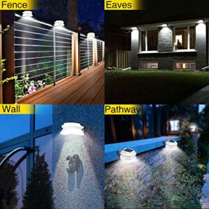 ROSHWEY Gutter Lights, 6 Pack Solar Patio Decor Lights with 9 LED Waterproof Fence Lights for Eaves Garden Landscape Pathway (Cool White)