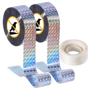 toodeal 2pcs bird scare repellent flash tape holographic deterrent devices for pigeon – repellant products to prevent birds from hitting windows/house – reflective ribbon