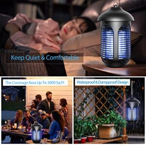 Bug Zapper Outdoor, Lunatino 4800V 20W Electric Mosquito Killer, Waterproof Mosquito Zapper Insect Fly Trap with Attractant for Home Bedroom Patio Garden Office (Black)