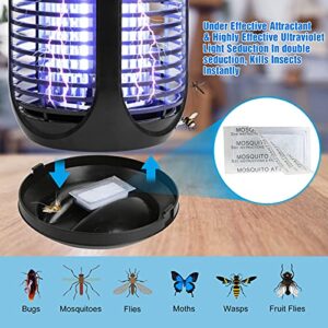 Bug Zapper Outdoor, Lunatino 4800V 20W Electric Mosquito Killer, Waterproof Mosquito Zapper Insect Fly Trap with Attractant for Home Bedroom Patio Garden Office (Black)
