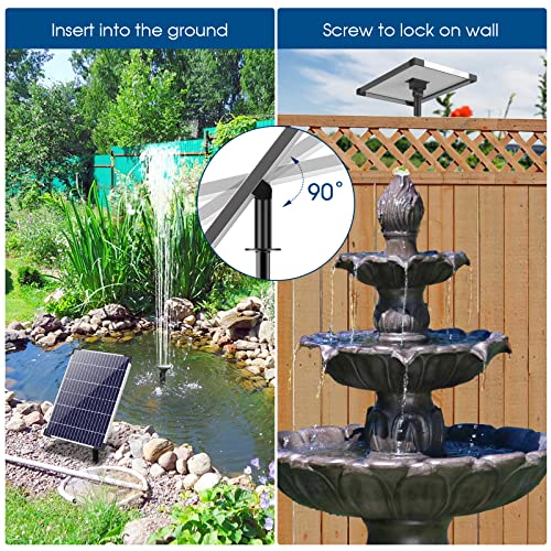 Antfraer 12W Solar Water Pump, Solar Fountain Pump Kit with 160GPH Submersible Water Flow Adjustable, Solar Powered Water Pump Outdoor, Solar Water Fountain for Bird Bath Fish Pond Garden Hydroponic