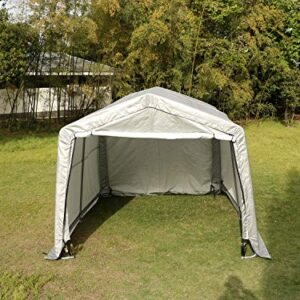 WALCUT Carport Garage Car Canopy Tent for Patio Garden Storage Large Portable Heavy Duty Grey 10 x 10 x 8 Feet Peak Roof Auto Shelter Outdoor Sheds