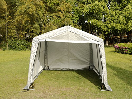 WALCUT Carport Garage Car Canopy Tent for Patio Garden Storage Large Portable Heavy Duty Grey 10 x 10 x 8 Feet Peak Roof Auto Shelter Outdoor Sheds