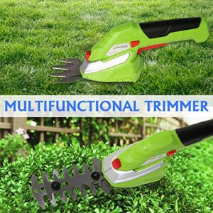 Vilobos 2-in-1 Cordless Grass Shear Garden Hedge Trimmer,60 Minutes Use Time,4.5V, Lightweight 1.15 lbs, for Small Lawns Hedges Shrubbery,Rechargeable Charger Included