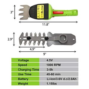 Vilobos 2-in-1 Cordless Grass Shear Garden Hedge Trimmer,60 Minutes Use Time,4.5V, Lightweight 1.15 lbs, for Small Lawns Hedges Shrubbery,Rechargeable Charger Included