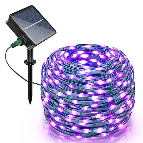 Ollny Solar String Lights Outdoor, 240LED/80ft IP67 Waterproof 8 Lighting Modes, Solar Fairy Lights with 3 Timer, Solar Powered Christmas Lights for Garden Yard, Patio, Wedding, Christmas, Purple