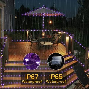 Ollny Solar String Lights Outdoor, 240LED/80ft IP67 Waterproof 8 Lighting Modes, Solar Fairy Lights with 3 Timer, Solar Powered Christmas Lights for Garden Yard, Patio, Wedding, Christmas, Purple