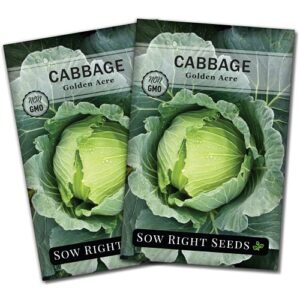 sow right seeds – golden acre cabbage seed for planting – non-gmo heirloom packet with instructions to plant an outdoor home vegetable garden – great gardening gift (2)